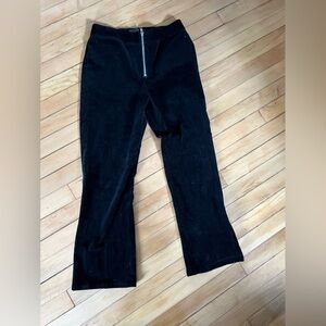 Jenni Kayne black corduroy high waisted straight leg front zip black pants‎